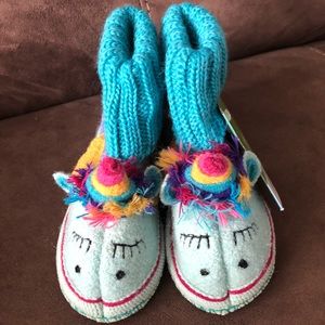🆕 Garnet Hill Girls Unicorn Boiled Slipper Boots